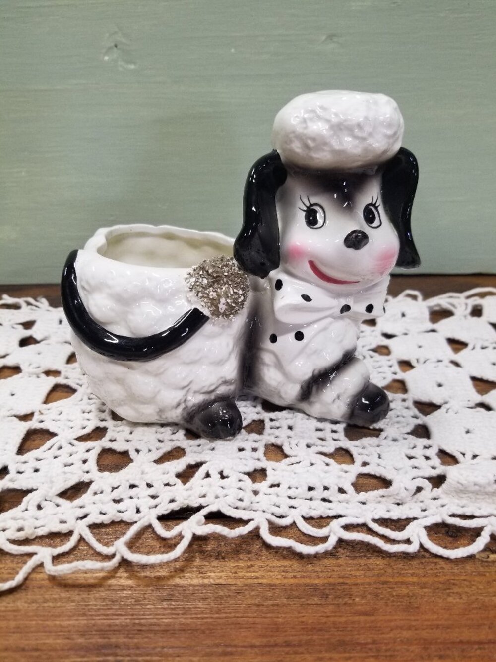 Vintage Mid Century Ceramic Poodle MCM Planter Japan Kitsch Decor